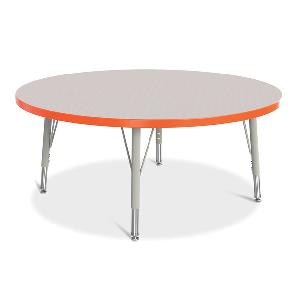 Jonti-Craft Berries Round Activity Table, 42 in. Diameter, E-height, Freckled Gray/Orange/Gray 6468JCE114 - main